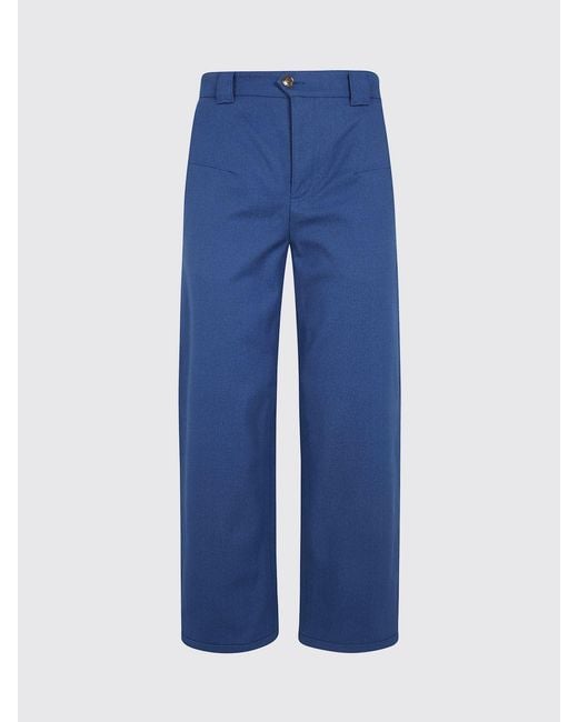 Chloé Blue ChloÉ High-Waisted Wide-Leg Cotton Trousers With Slant Pockets