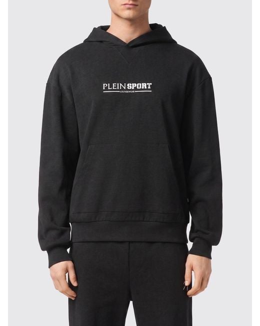 Philipp Plein Black Cotton Hooded Sweatshirt With Logo for men