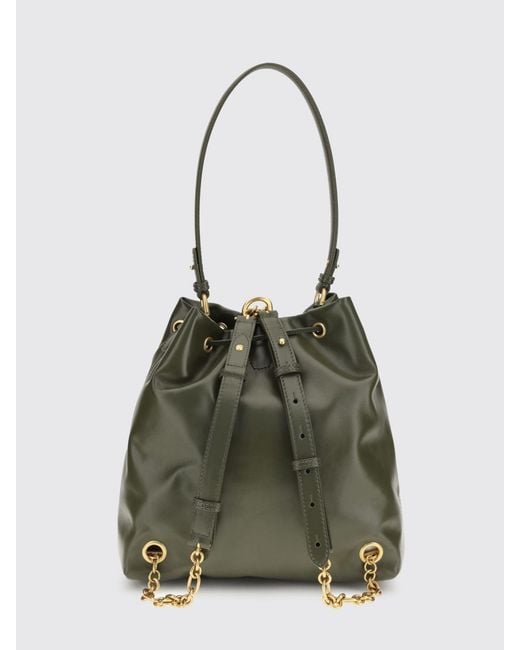 Balmain Green Calf Leather Bucket Backpack