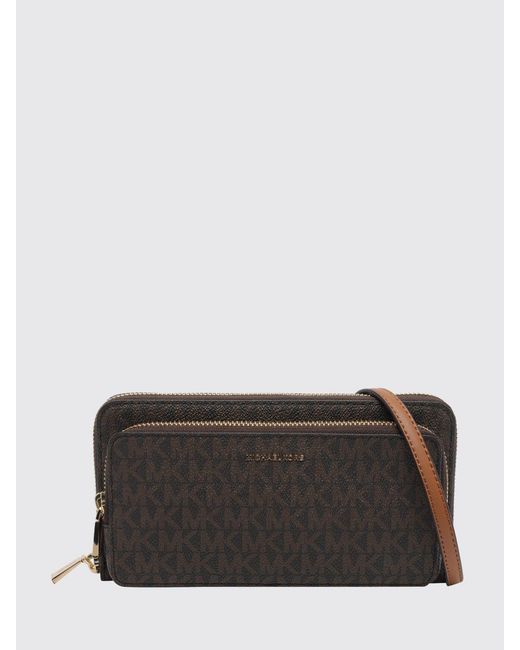 Michael Kors Gray Coated Cotton Jet Set Bag With Mk Monogram Print