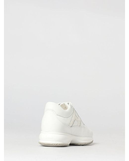 Hogan White Interactive Leather Sneakers With Glitter