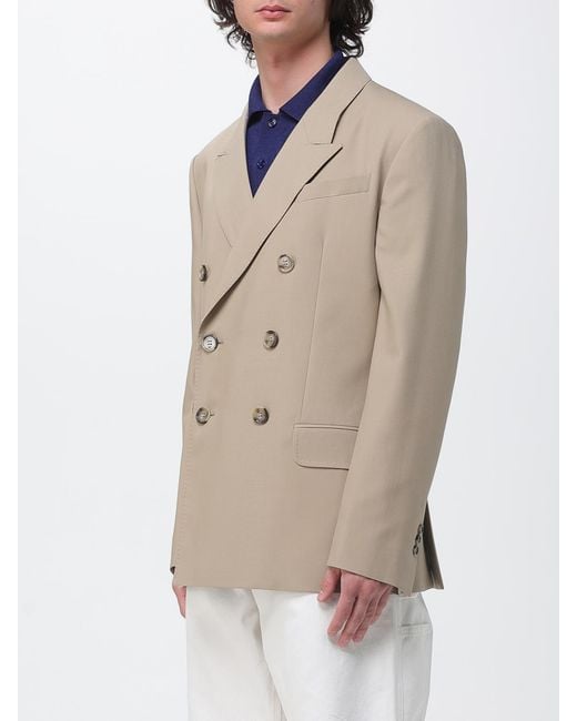 AMI Natural Double-Breasted Virgin Wool Blazer for men