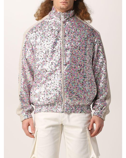 Gcds Jacket In All-over Sequins in Grey (Gray) for Men | Lyst