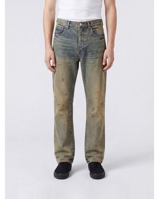 Purple Gray P011 Straight-Leg Cotton Denim Jeans With A Worn-Out Effect for men
