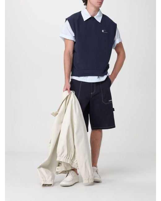Carrera Blue Sleeveless Cotton Sweatshirt With Crew Neck And Contrast Logo for men