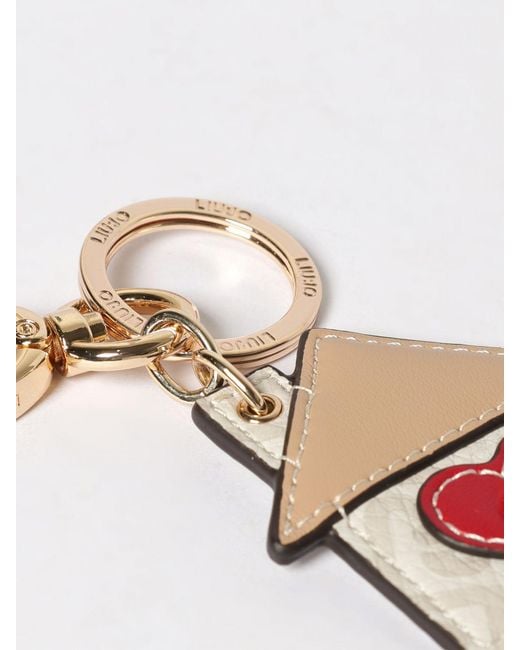 Liu Jo White Home Synthetic Leather And Brass Keychain
