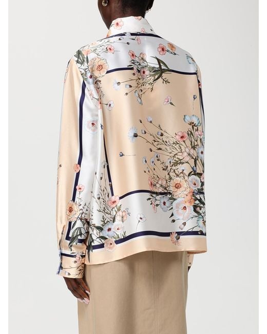 Liu Jo Natural Satin Shirt With Floral Print