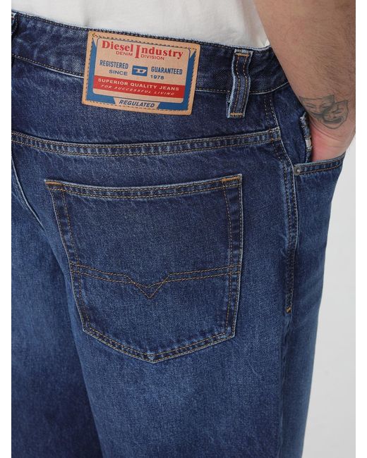 DIESEL Blue D-Macro Denim Wide Leg Jeans for men
