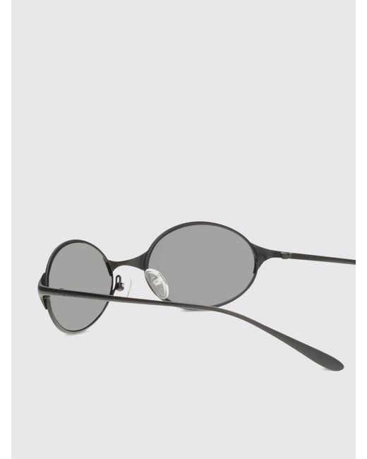 McQueen Black Oval Metal Sunglasses With Engraved Logo And Adjustable Nose Pads