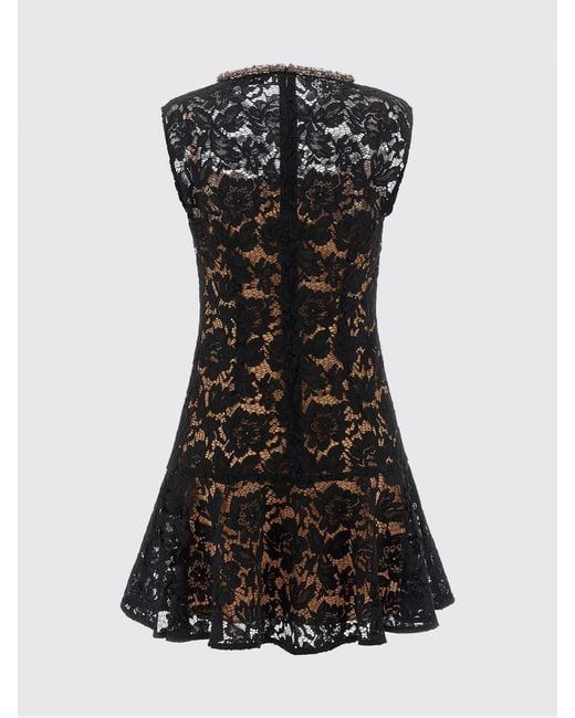 Self-Portrait Black Viscose Mini Dress With Rhinestones