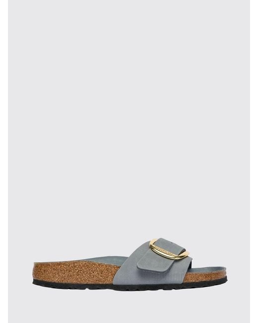 Birkenstock White Madrid Big Buckle Nubuck Sandals