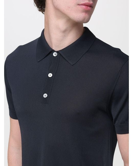 Emporio Armani Blue Knitted Polo Shirt for men
