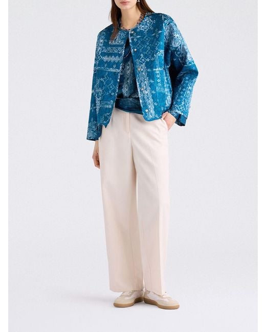 Momoní Blue MomonÌ Gelsomino Printed Viscose Twill Coat