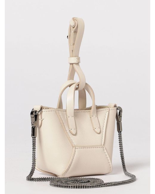 Brunello Cucinelli Natural Bc Duo Micro Calfskin Bag With Precious Chain