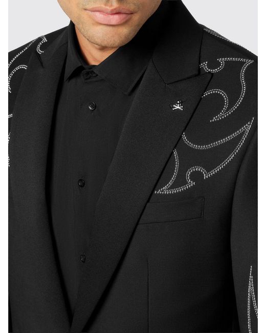 Philipp Plein Black Texas Wool Blend Blazer for men