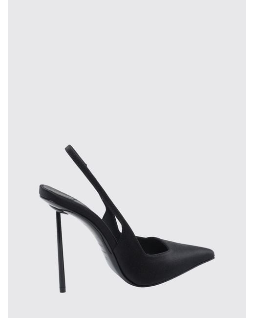 Le Silla Black Amelia Satin Slingbacks With A High Stiletto Heel And Almond Toe