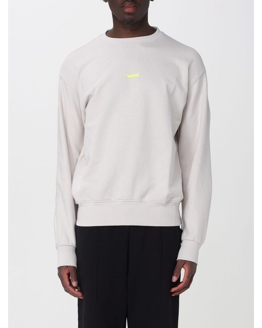 DISCLAIMER White Crew Neck Cotton Jumper With Printed Logo And Dropped Shoulders for men