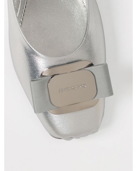 Ferragamo White Ballet Flats