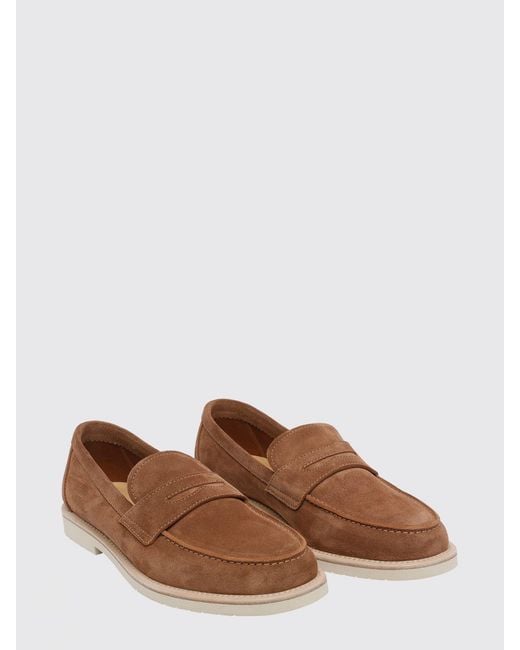 Brunello Cucinelli Brown Suede Loafers for men