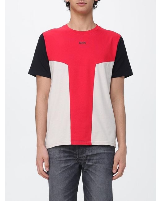 Gcds Red Cotton T-Shirt With Logo for men