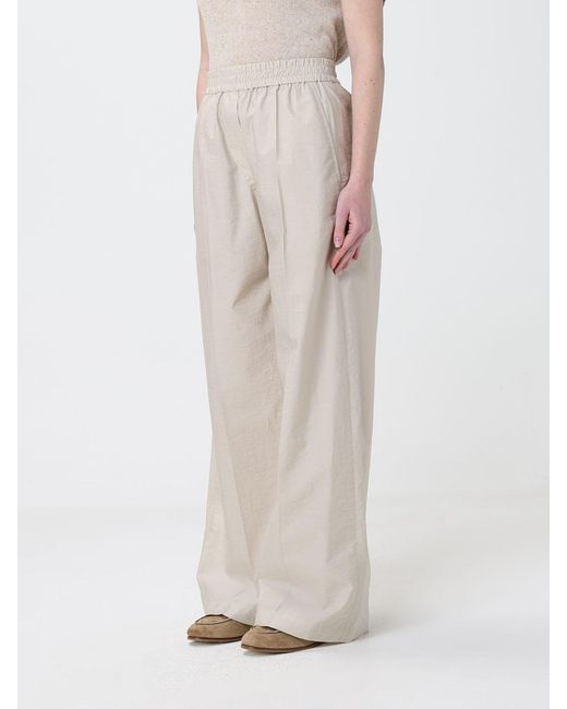 Brunello Cucinelli Natural Wide Leg Poplin Trousers