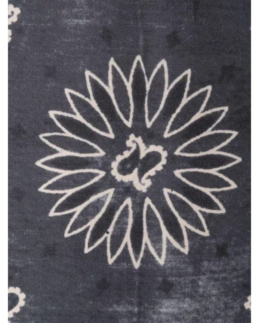 Golden Goose Deluxe Brand Gray Silk Paisley Print Scarf