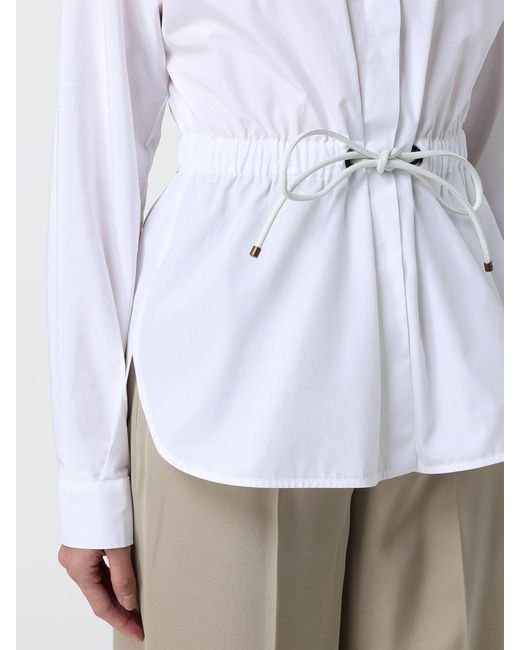 Max Mara White Cotton Shirt With Drawstring