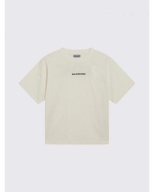 Balenciaga White Cotton T-Shirts With Back Logo