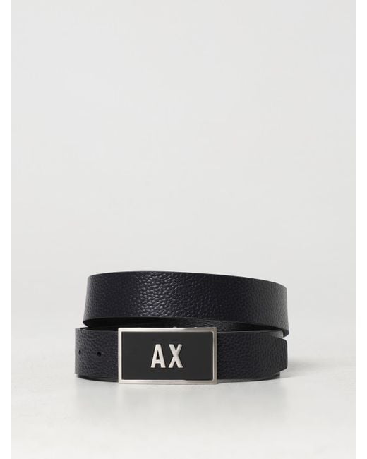 ARMANI EXCHANGE Black Reversible Leather Belt With Interchangeable Buckle for men