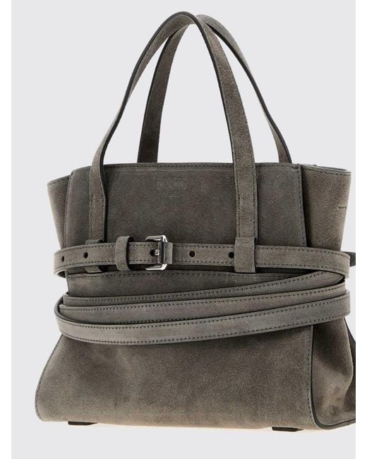 Moschino Couture Black Tie Me Suede Handbag With Shoulder Strap