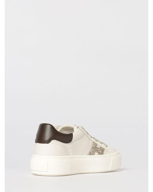 Hogan Natural Crosswind Glitter Leather Sneakers