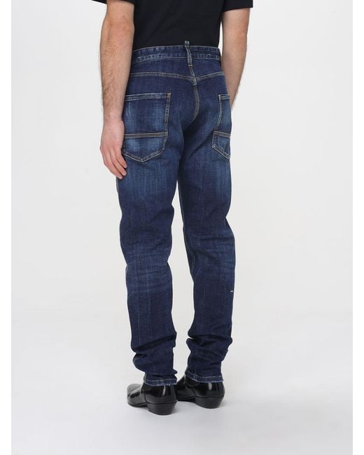 DSquared² Blue Smoker Wash Teddy Slim Fit Jeans for men