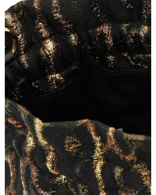 Ganni Black Antique Bou Cloque Bucket Animal Print Recycled Fabric Pouch