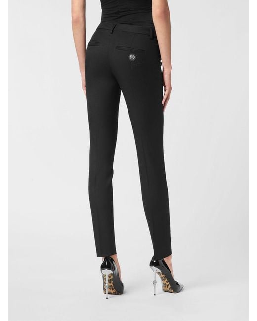 Philipp Plein Black Low-Rise Skinny Fit Jersey Trousers