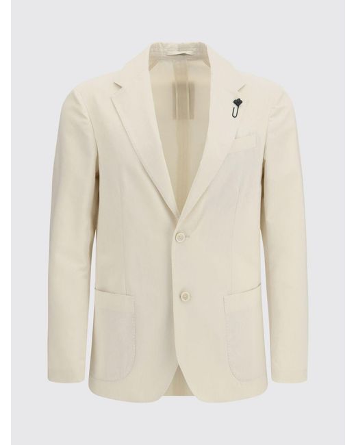 Lardini Natural Single-Breasted Cotton And Silk Blazer for men