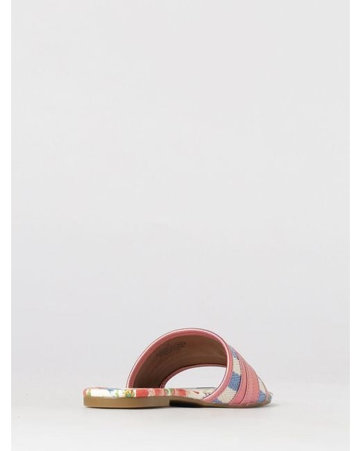 Kurt Geiger Pink Southbank Striped Canvas And Leather Mules