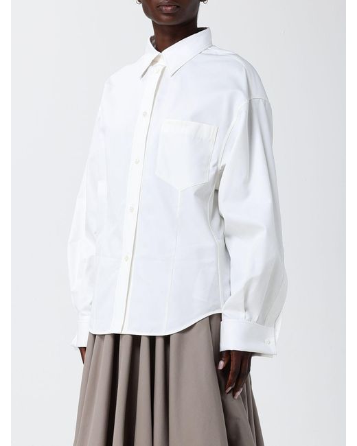 Balenciaga White Cotton And Silk Poplin Shirt