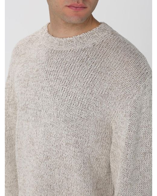 Barena Gray Cotton And Linen Knit Top for men