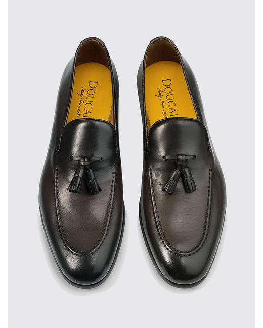 Doucal's White Leather Loafers With Tassels for men