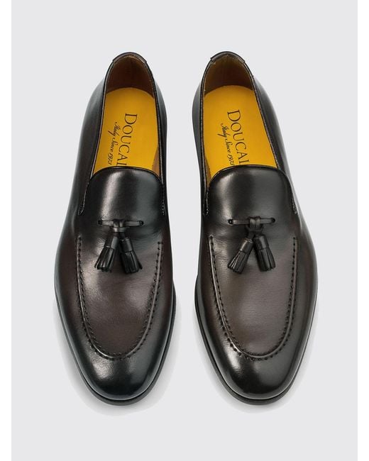 Doucal's White Leather Loafers With Tassels for men