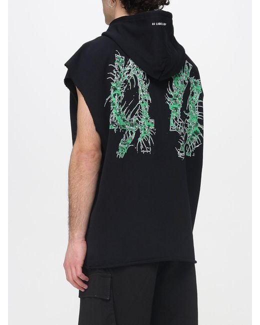 44 Label Group Black Sleeveless Cotton Hoodie for men