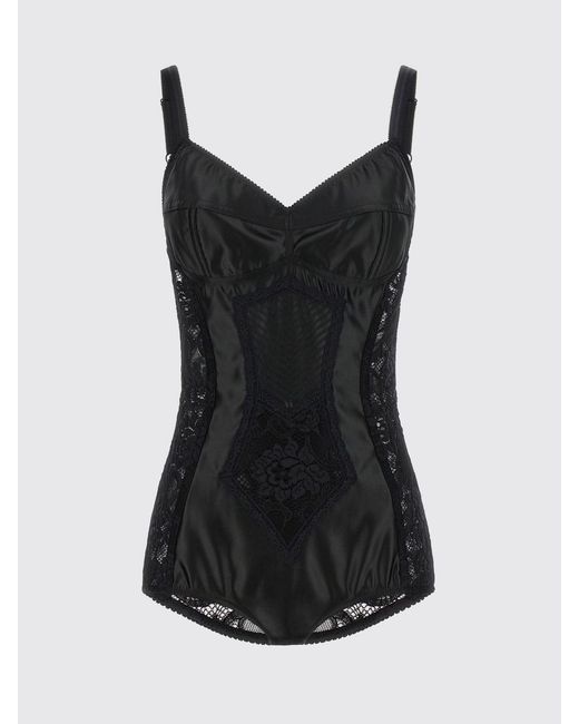 Dolce & Gabbana Black Dolce &Amp Gabbana V-Neck Lace Corset Top