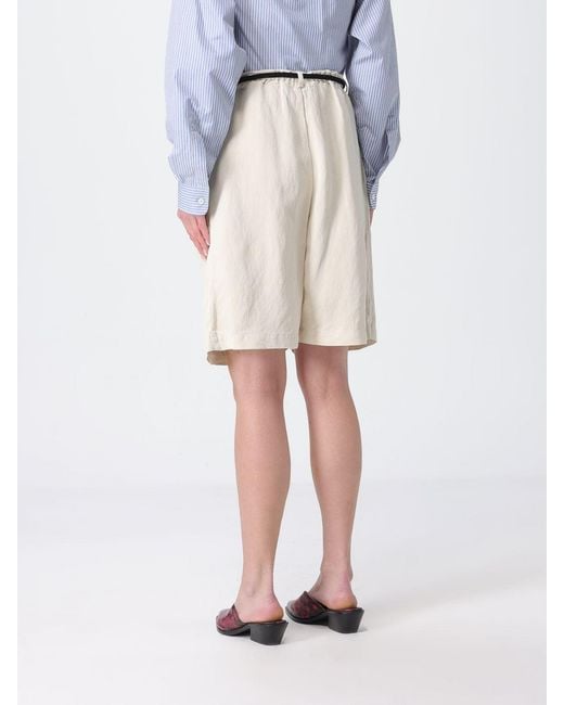 Barena White Viscose And Linen Shorts