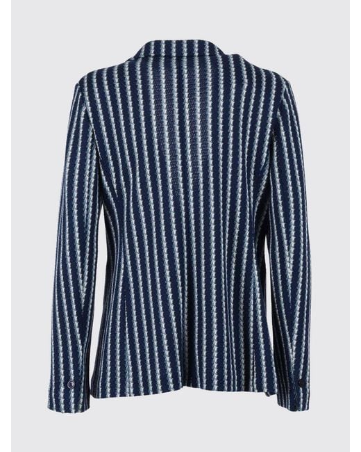 Circolo 1901 Blue Striped Cotton Single-Breasted Blazer