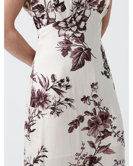 Liu Jo White Satin Midi Dress With Floral Print