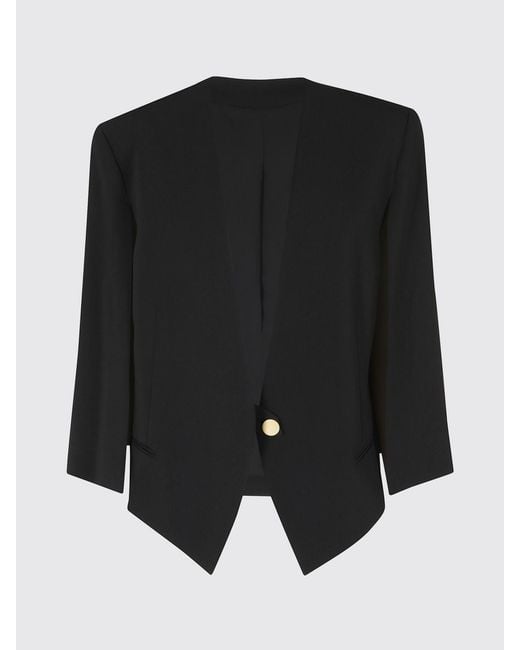Alberta Ferretti Black Single-Breasted Viscose Blazer With Asymmetric Hem