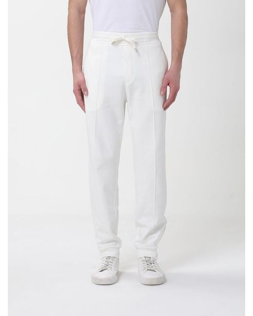 Brunello Cucinelli White Cotton Blend Jogging Trousers for men