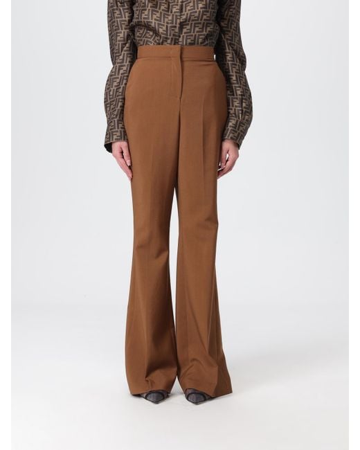 Fendi Brown Wool Blend Flared Trousers