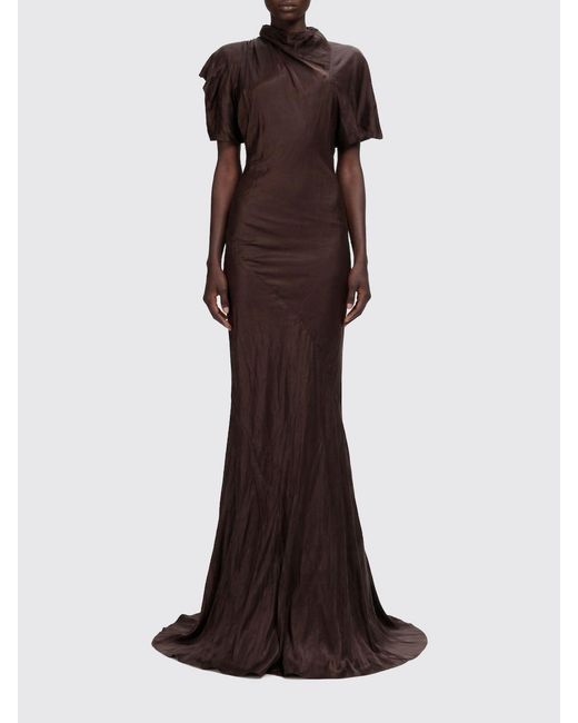 Rick Owens Brown Long Cupro Dress