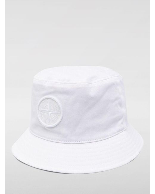 Cappello in cotone con logo di Stone Island in White da Uomo
